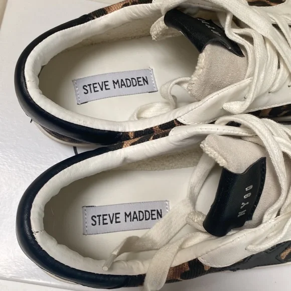 Steve Madden Philip Leopard Star Sneakers Tennis Shoes Size 8 - Picture 7 of 9